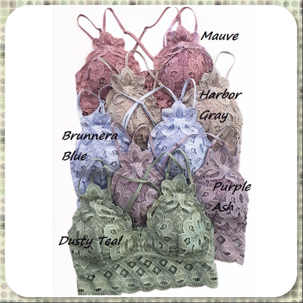Restocked Boho Floral Anemone Light Taupe Soft Lace Bralette - Picture 6 of 6